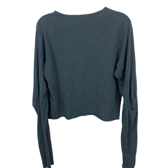 Nice Collective Long Sleeve Gray Blue Henley Size M Small Hole - Picture 2 of 8